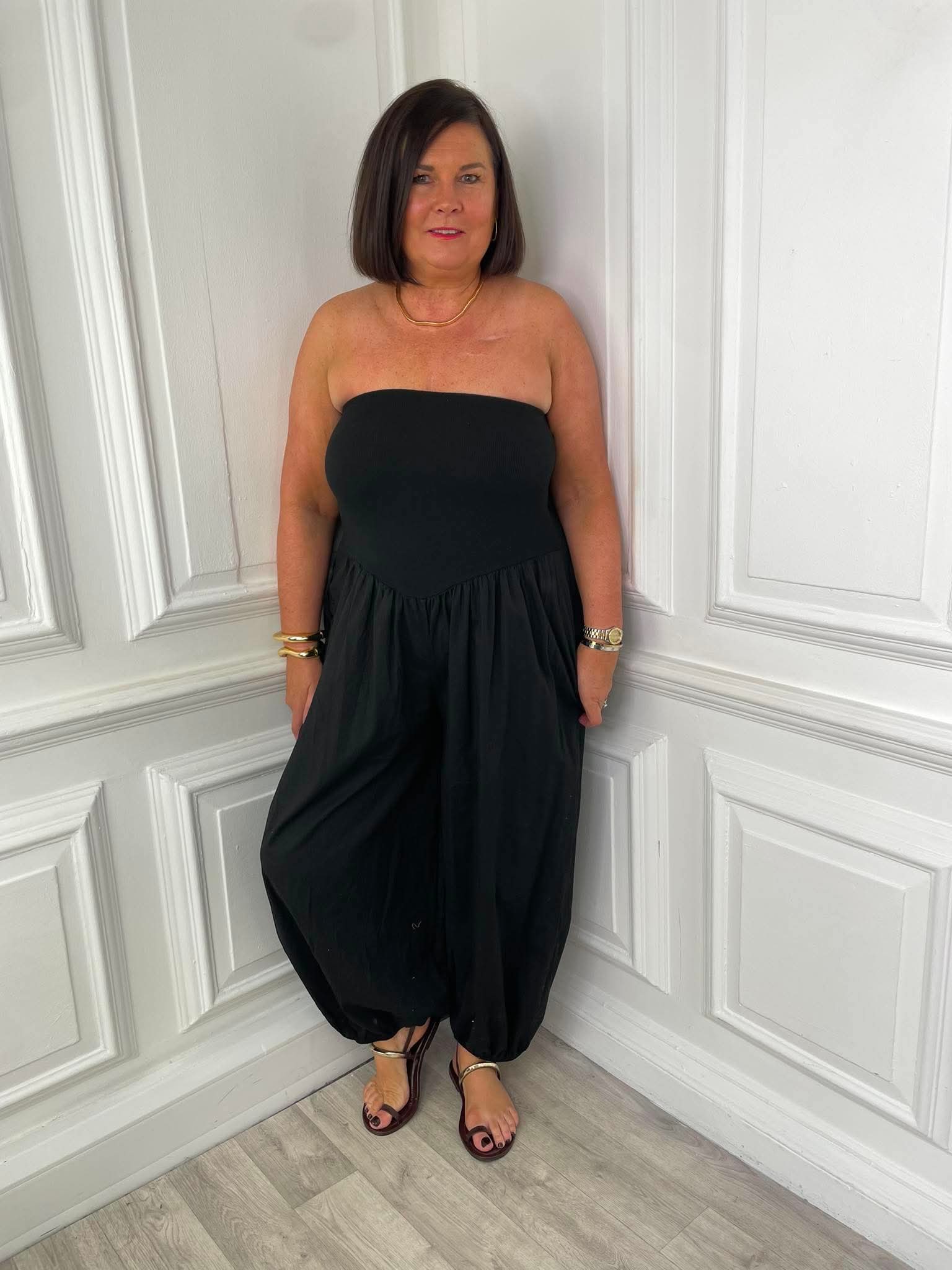 Bandeau Balloon Jumpsuit - Black