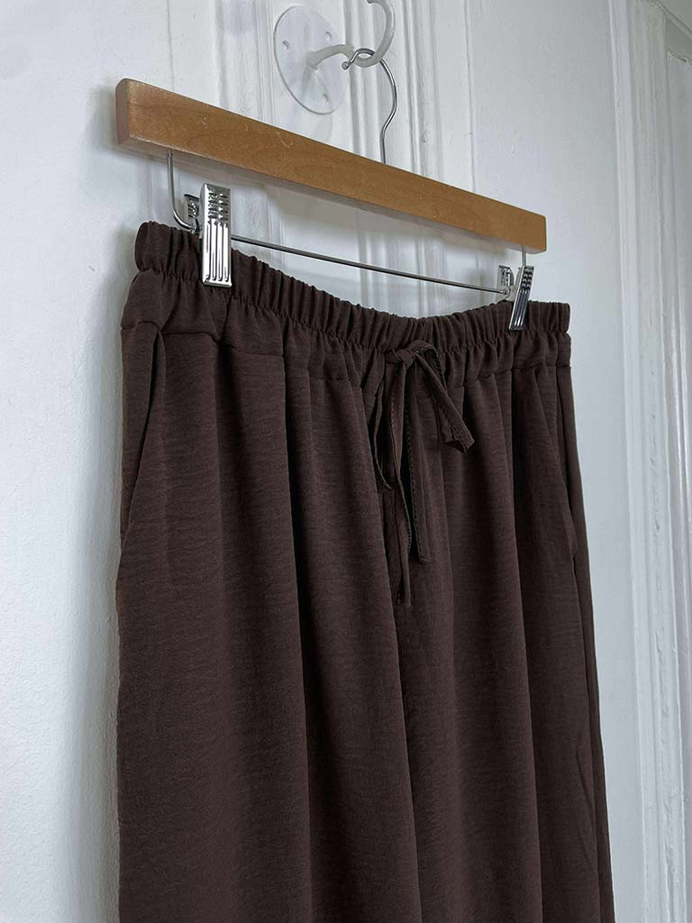 Basic Wide Leg Trousers - Chocolate