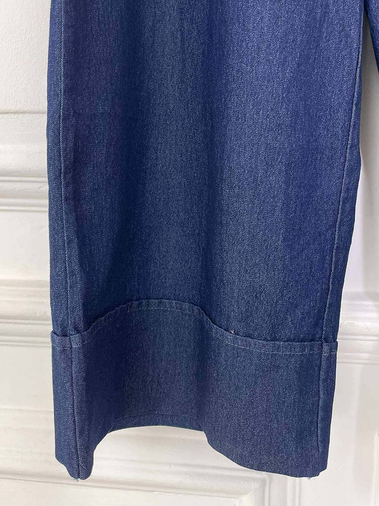Wide Leg 7/8 Denim Trousers - Classic Blue