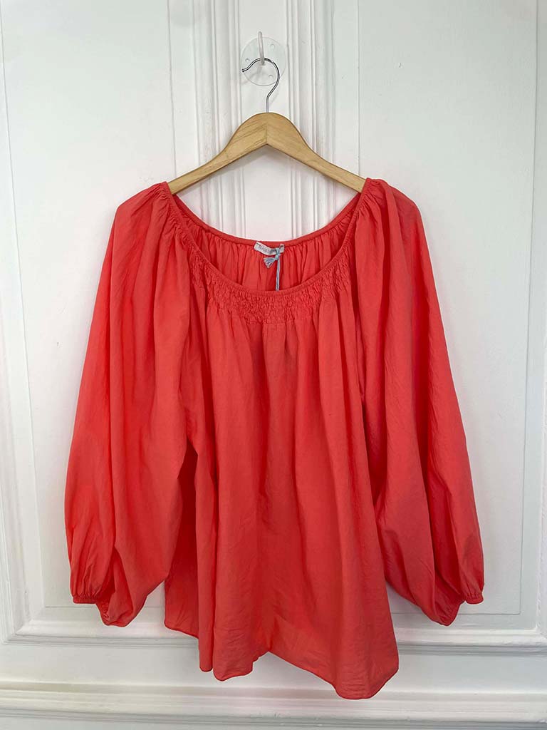 Bardot Cotton Top - Coral