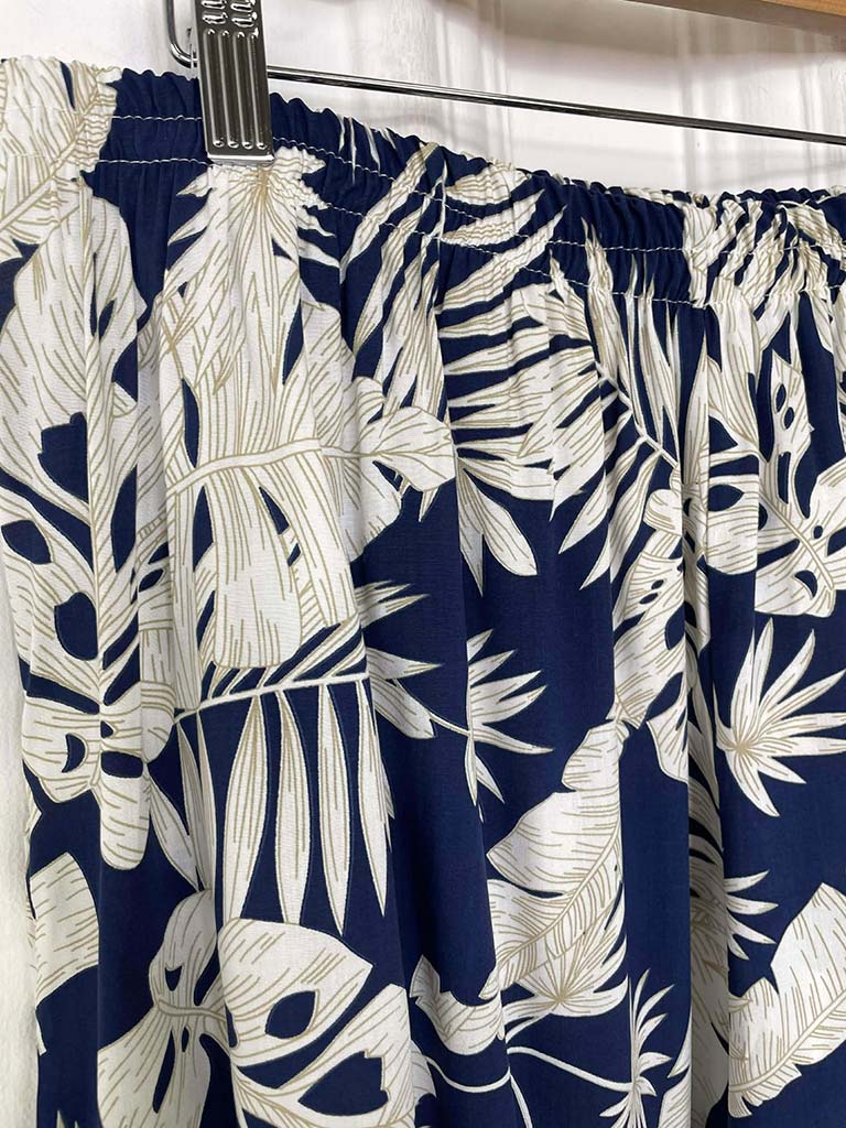 Tropical Leaf Palazzos - Navy