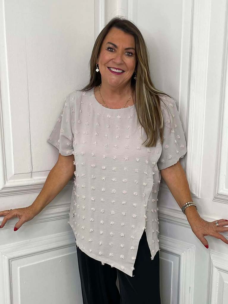 Malissa J Dobby Dot Top - Stone