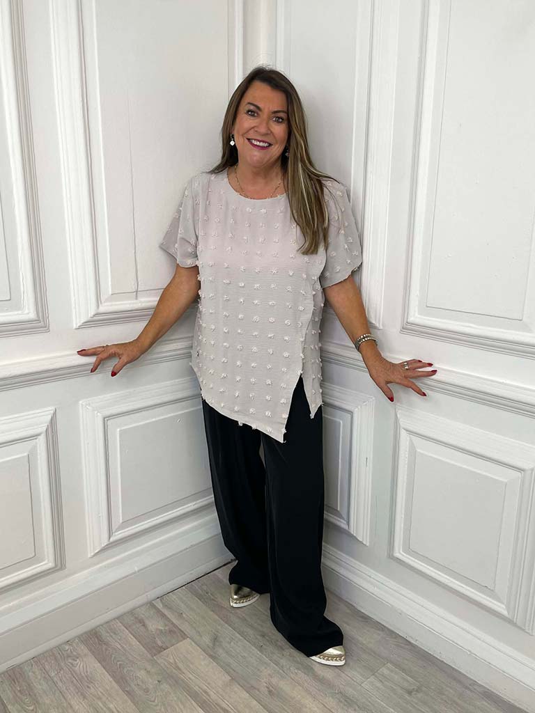 Malissa J Dobby Dot Top - Stone