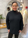 Malissa J High Neck Ribbed Knit - Black