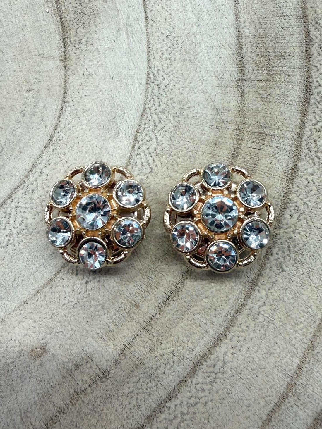Rhinestone Daisy Button Covers - Gold
