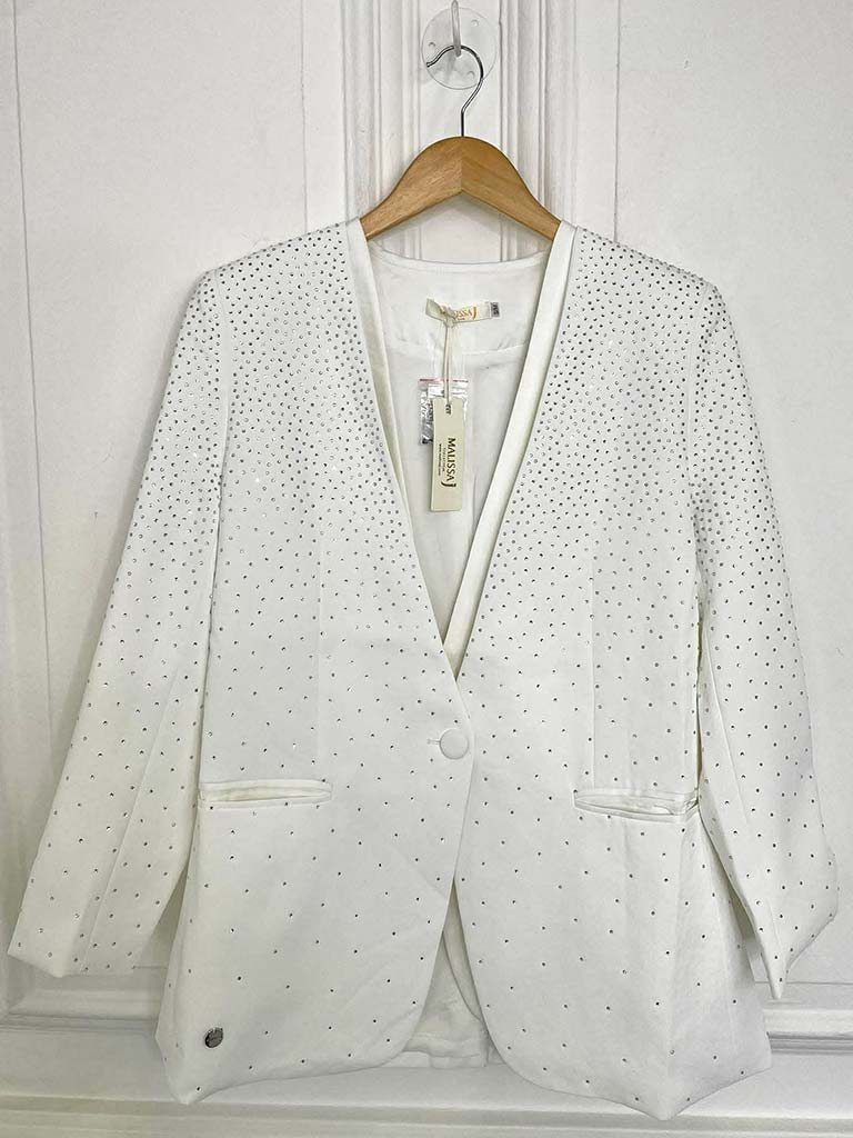 Malissa J Graduated Stud Blazer - Warm White
