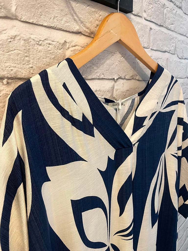 Bold Botanic Midi Dress - Navy