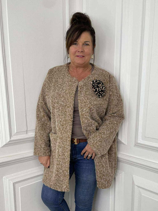 Boucle Corsage Jacket - Tan