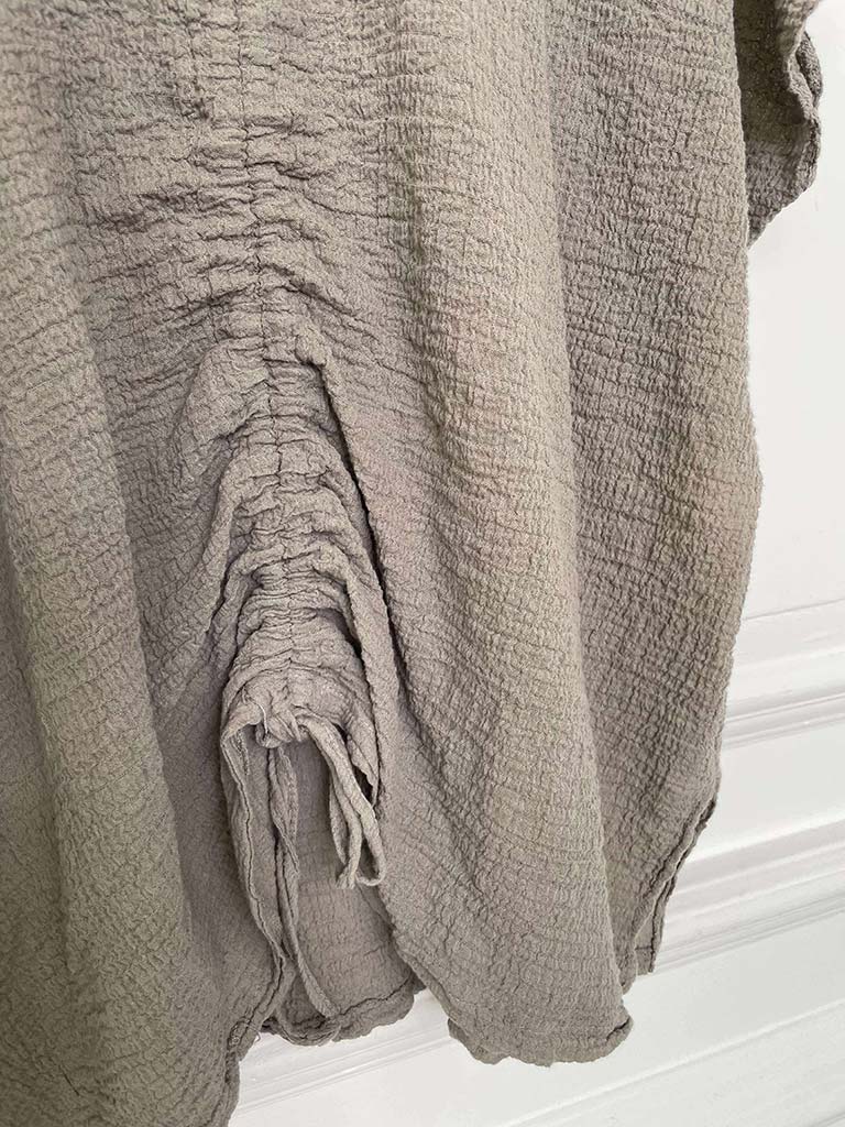 Seersucker Drawstring Top - Driftwood