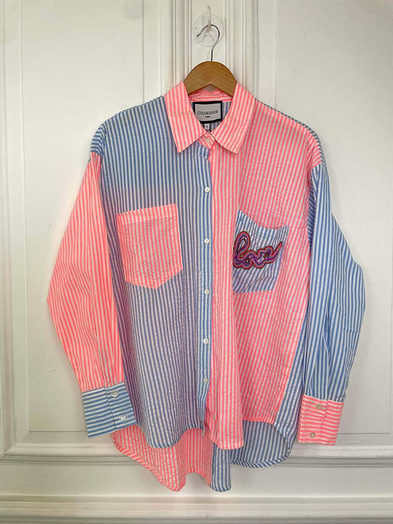 Stripe Love Shirt - Blue & Neon