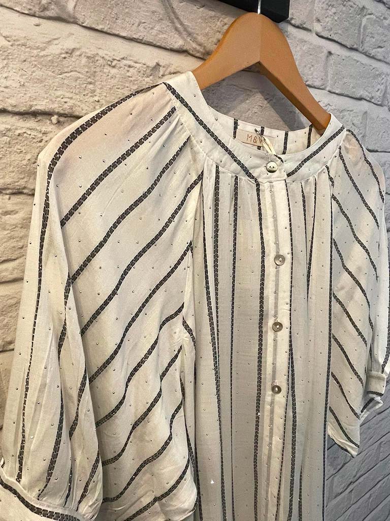 Studded Stripe Tunic - White