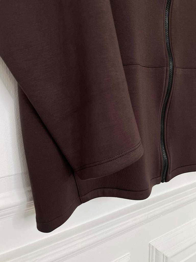 Sports Luxe Zip Up Jacket - Chocolate