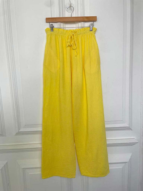 Cloud Cotton Wide Leg Trousers - Lemon