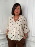 Dotty Gem Boxy Shirt - Ecru & Chocolate