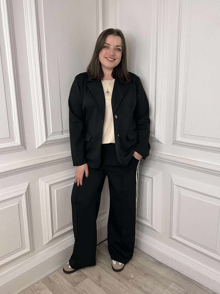 Side Stripe Jersey Joggers - Black