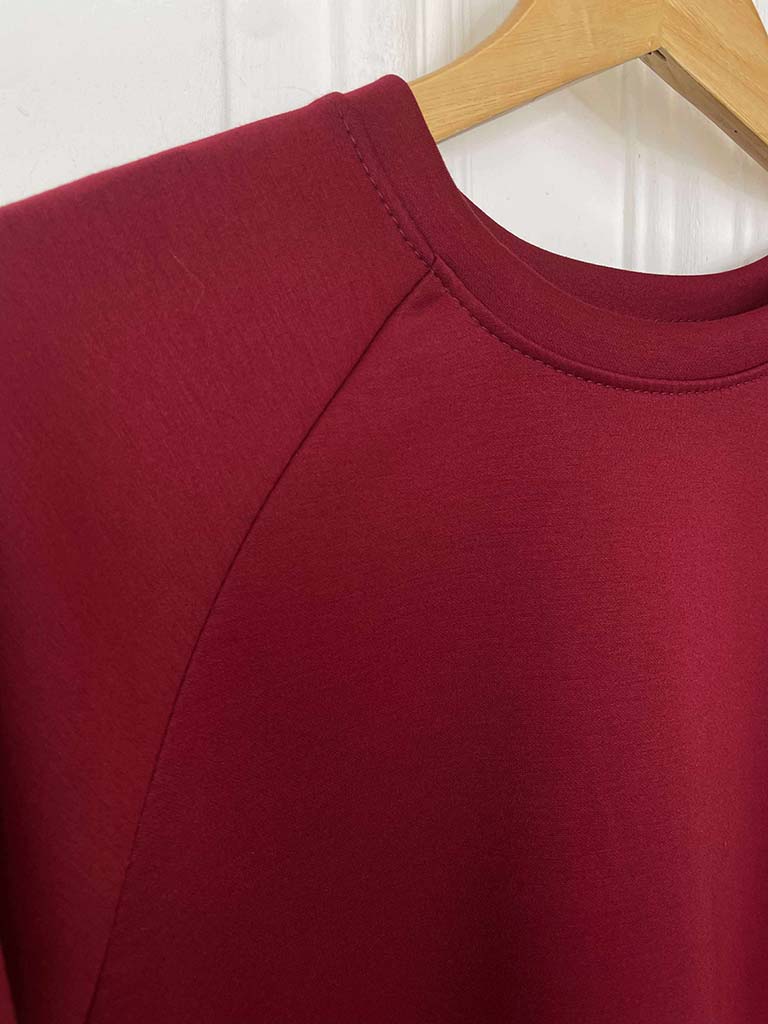 Sequin Cuff Sweatshirt - Merlot