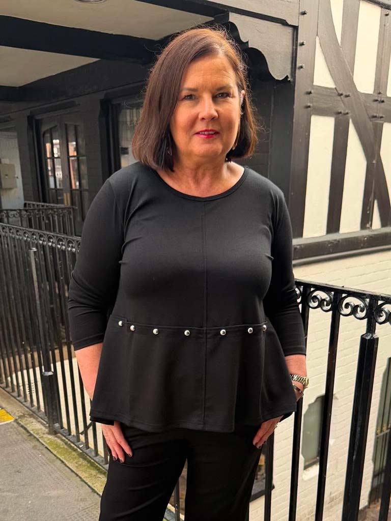Malissa J Studded Sweat Top - Black