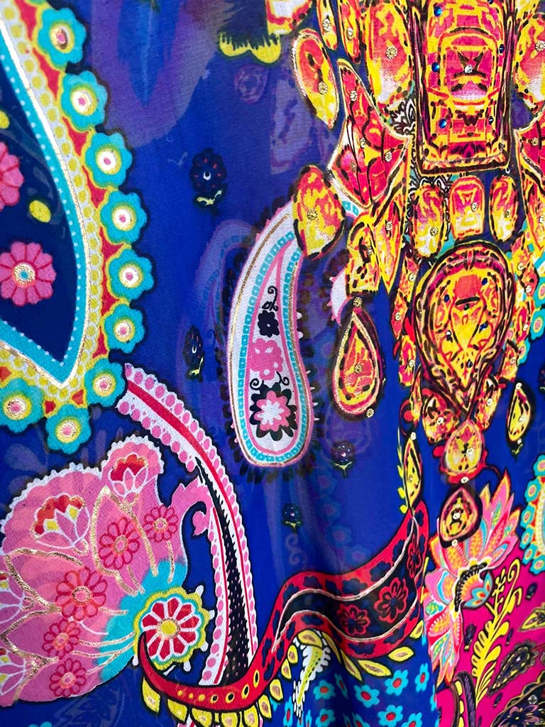 Ornate Kaftan Dress - Royal Blue