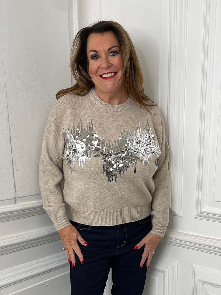 Sequin Aurora Knit - Oat