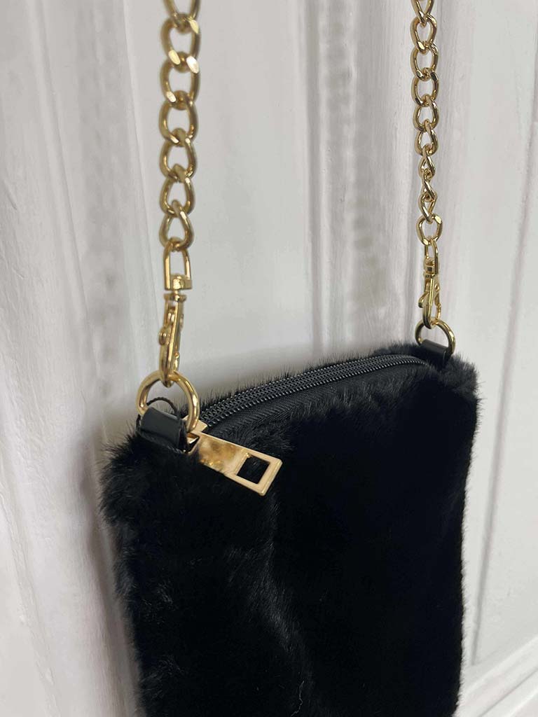 Malissa J Faux Fur Cross Body Bag - Black