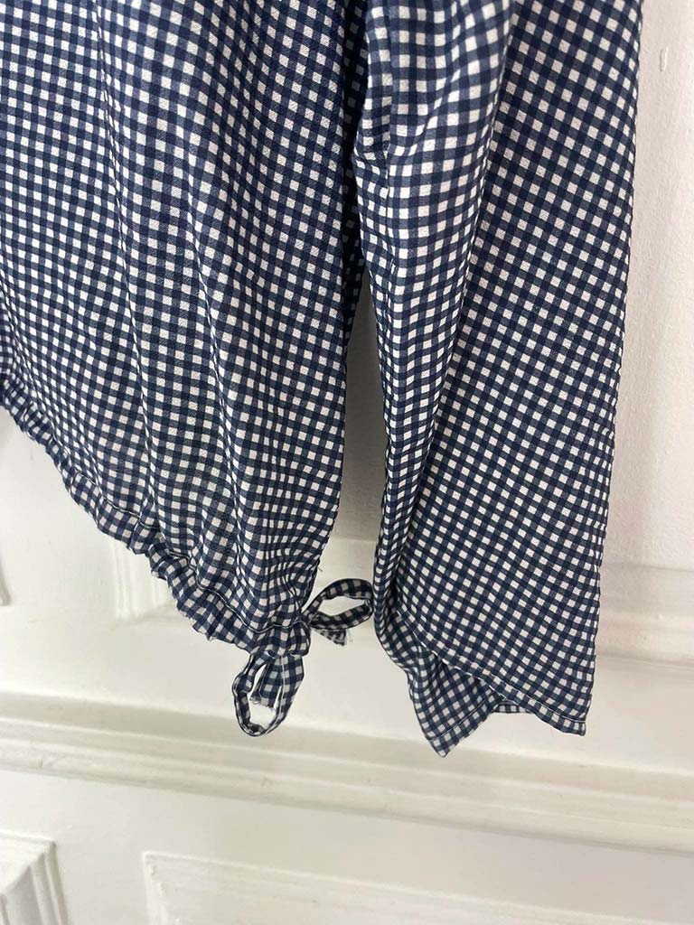 Gingham Tie Side Top - Navy