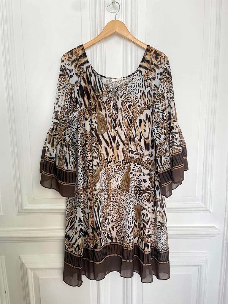 Malissa J Printed Embellished Dress