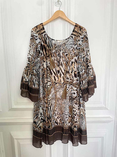 Malissa J Printed Embellished Dress