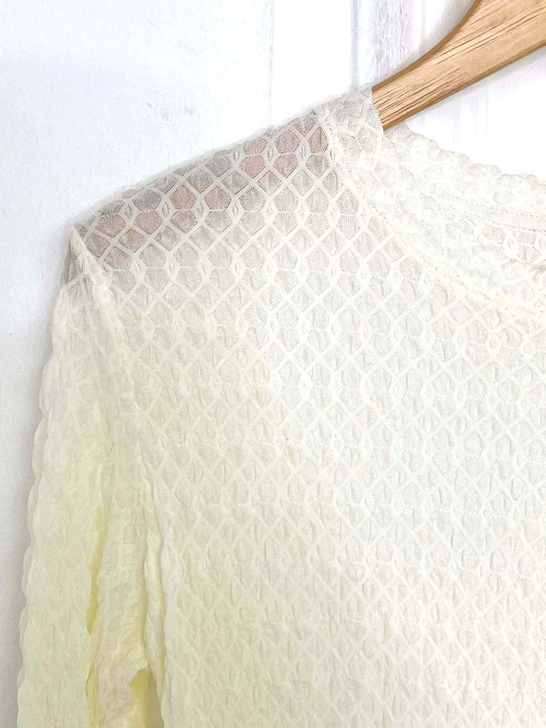 Honeycomb Mesh Layering Top - Cream