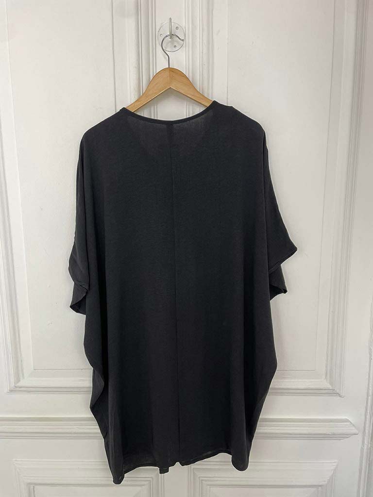 Circle Ruched Centre Tunic - Black