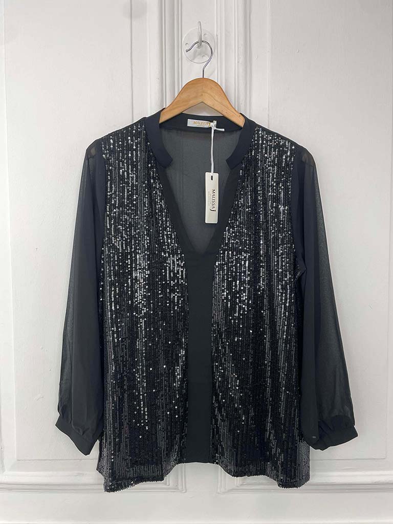 Malissa J Sequin Blouse - Black