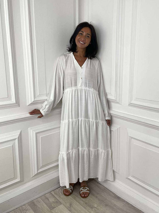 Tiered Midaxi Dress - Warm White
