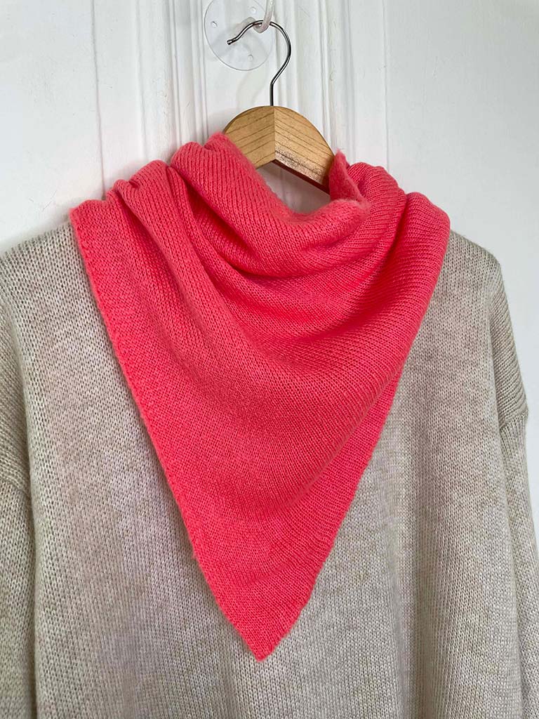Knitted Triangle Scarf - Coral