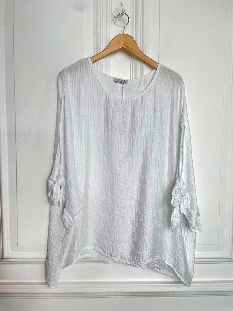 Tie Sleeve Top - White