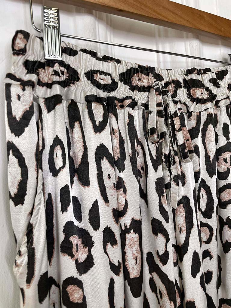 Leopard Silk Feel Palazzos - Champagne