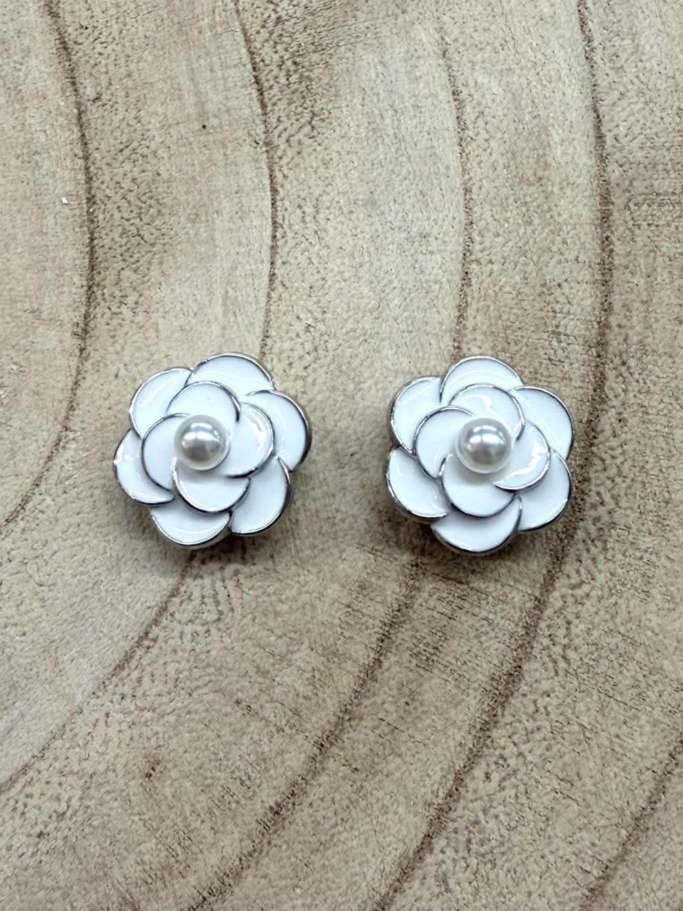 Rose & Pearl Button Covers - Ivory