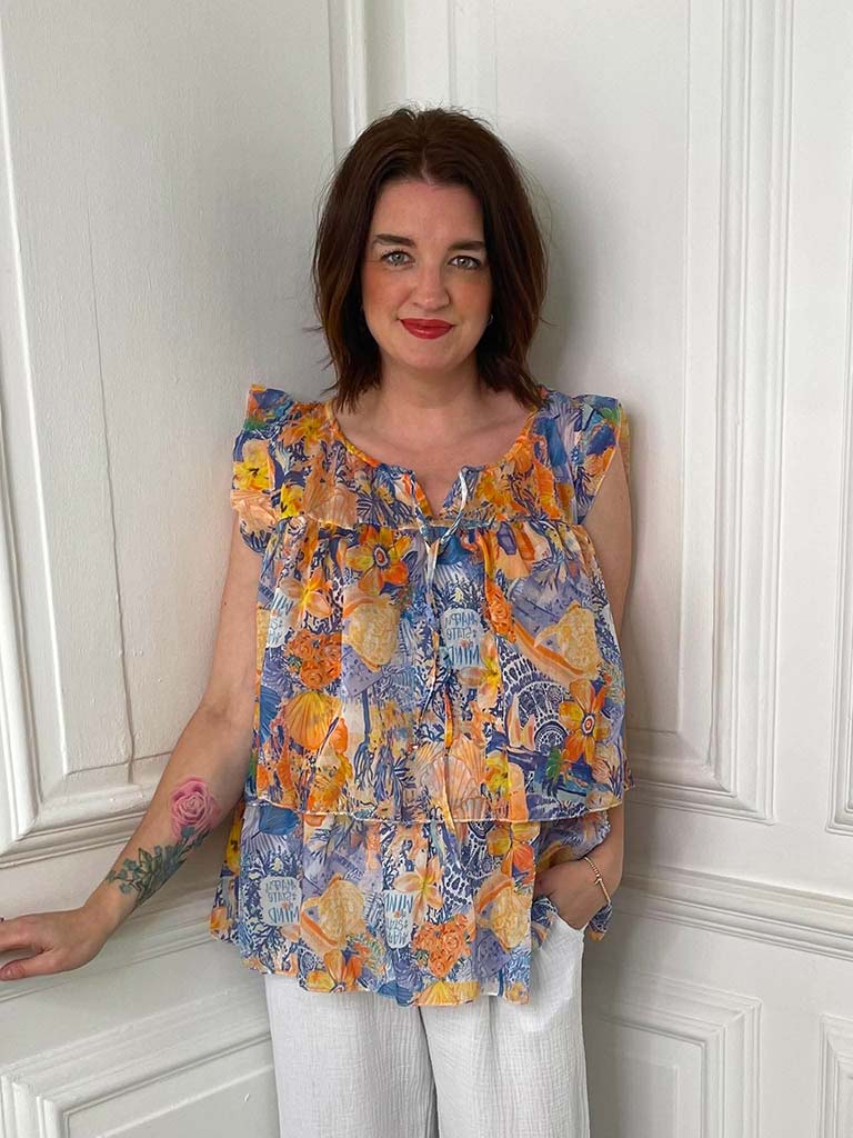 Summertime Blooms Layered Top - Blue