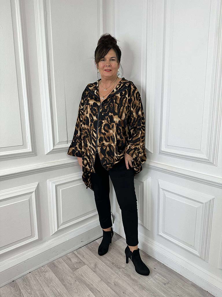 Malissa J Drawstring Hooded Jacket - Leopard