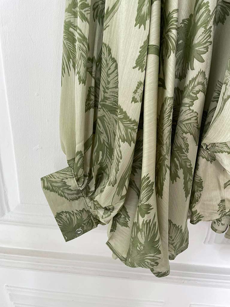 Palm Pussybow Blouse - Pistachio