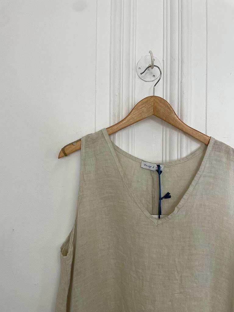 Linen Dip Back Tunic - Parchment