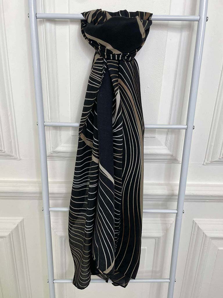 Abstract Waves Scarf - Black