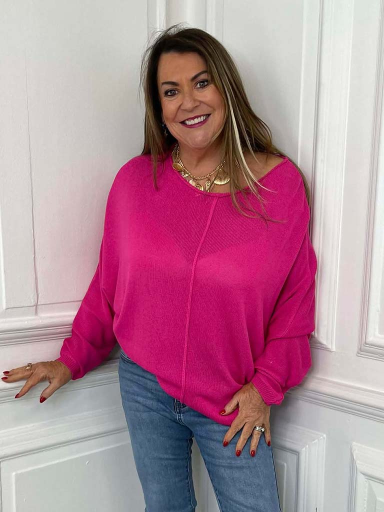 Malissa J Exposed Seam Knit - Hot Pink