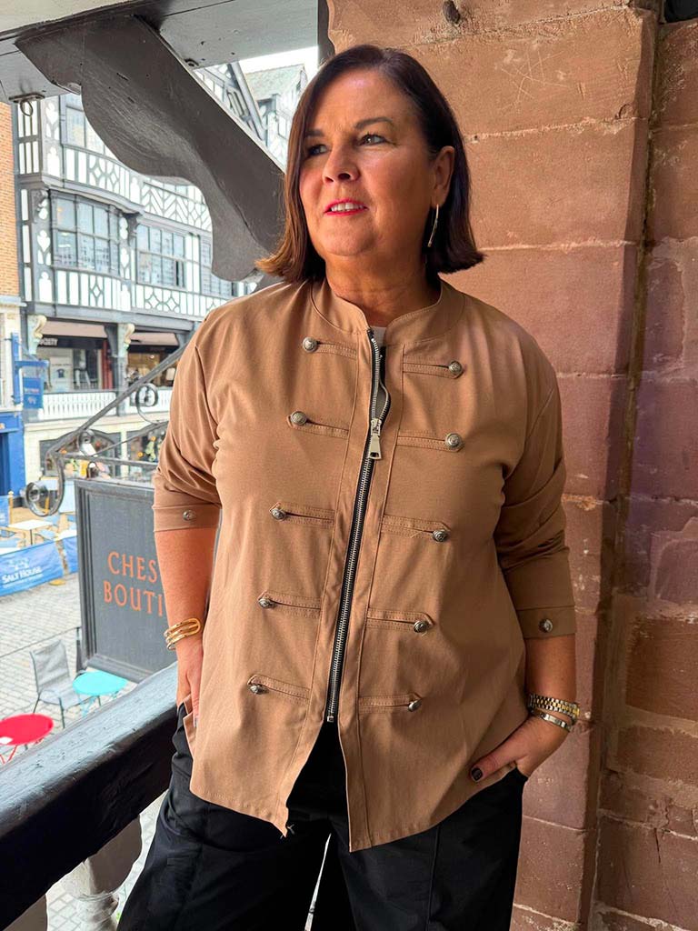 Military Cotton Blend Jacket - Caramel