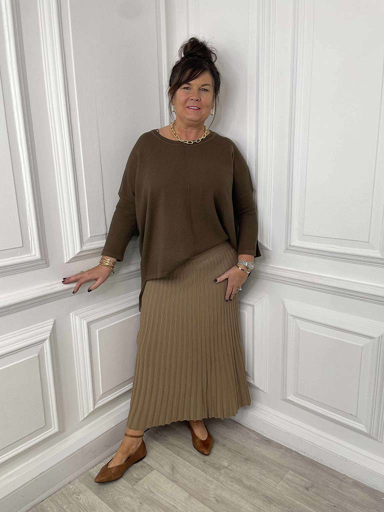Waffle Drop Back Knit - Chocolate