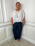 Raw Edge Denim Style Trousers