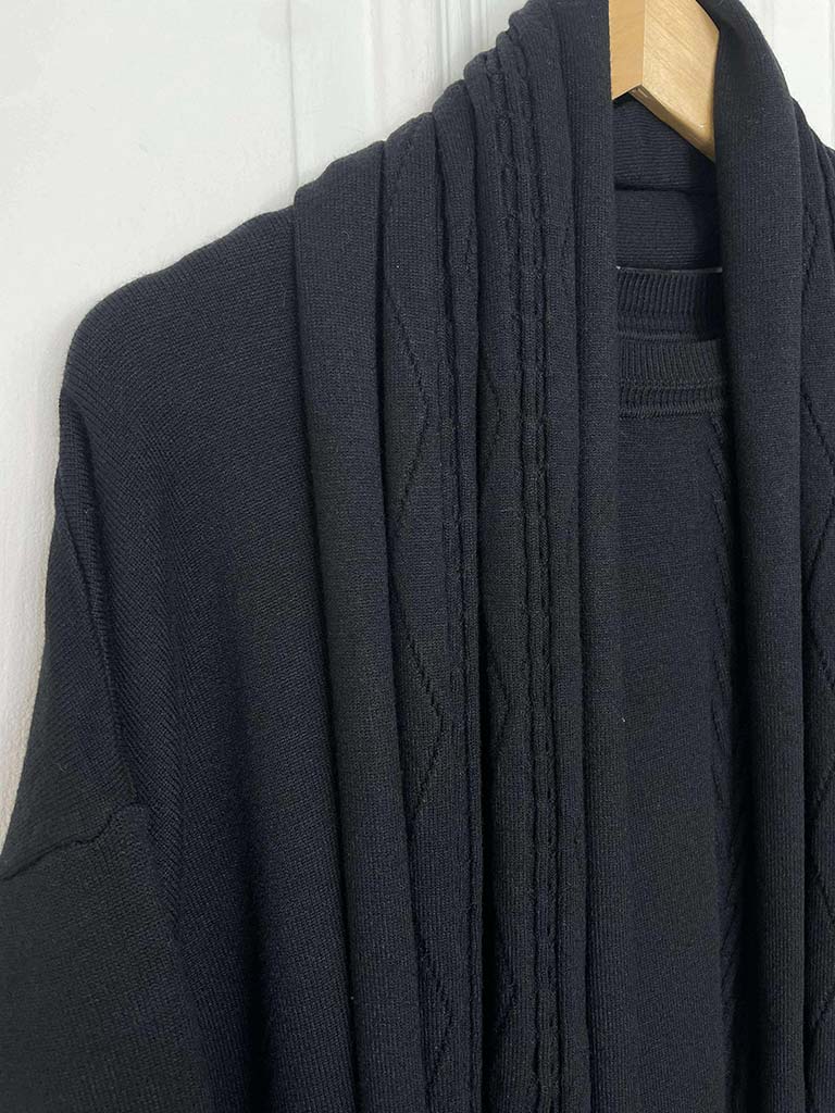 Malissa J Cable Knit Tunic & Scarf - Black