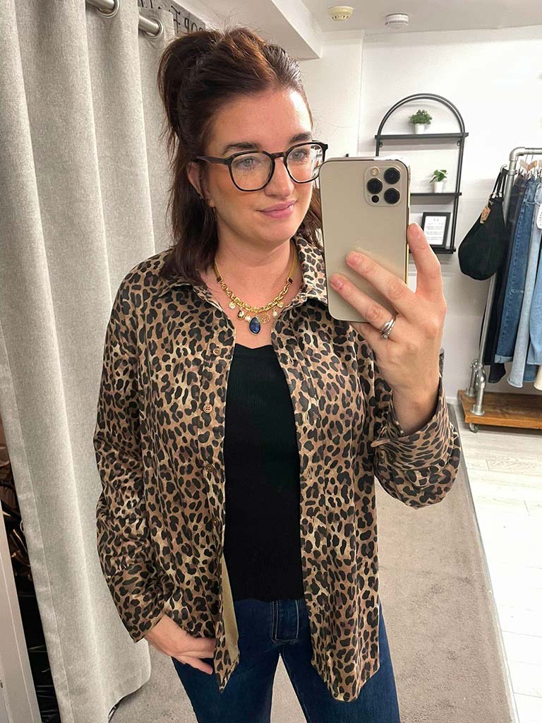 Vero Moda Faux Suede Shirt - Leopard