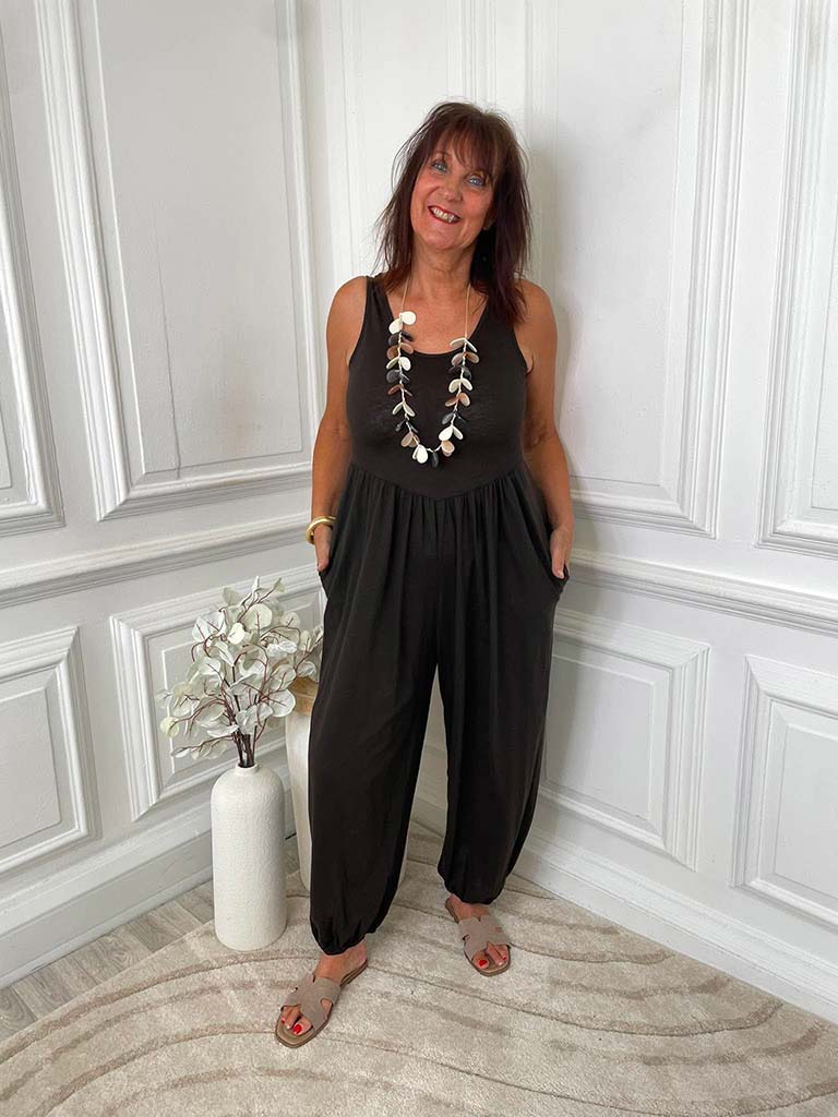 Jersey Balloon Jumpsuit - Chocolate