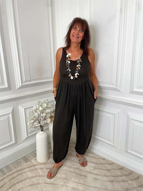 Jersey Balloon Jumpsuit - Chocolate