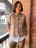 Military Cotton Blend Jacket - Latte