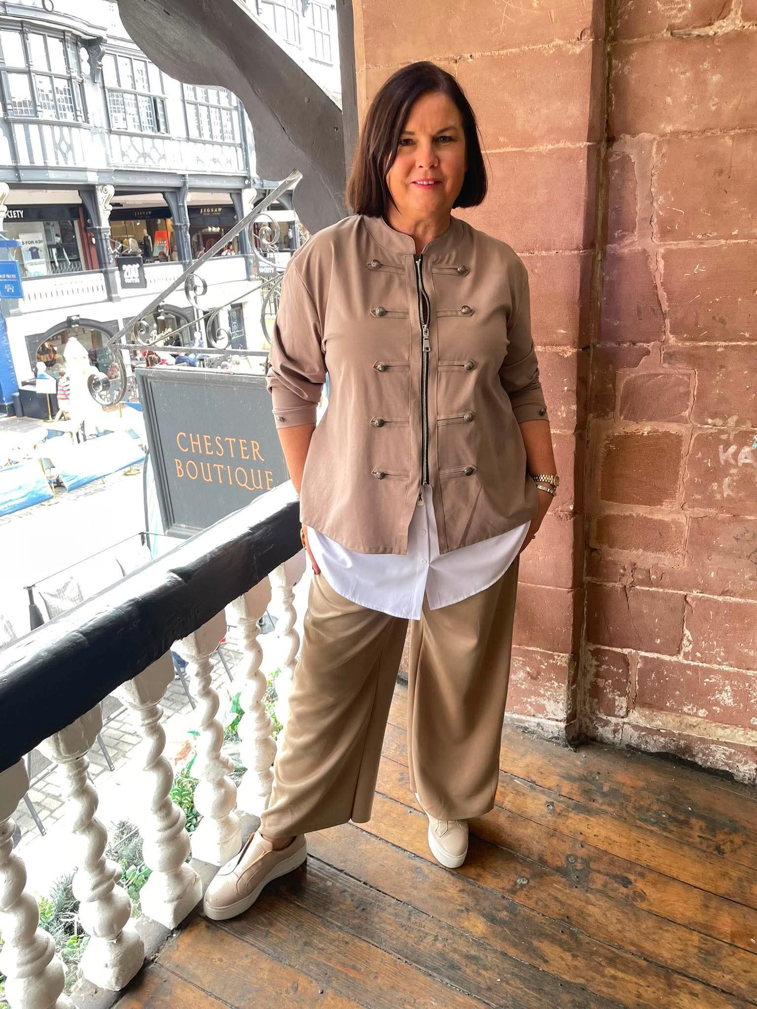 Military Cotton Blend Jacket - Latte